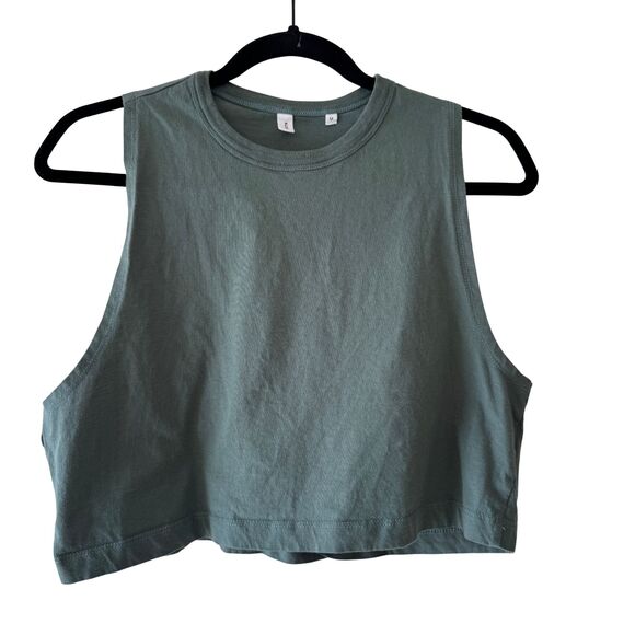 KOTN Tops - KOTN Women's Cropped Racerback Tank Olive Green Med 100% Cotton